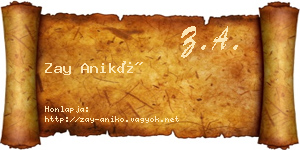 Zay Anikó névjegykártya